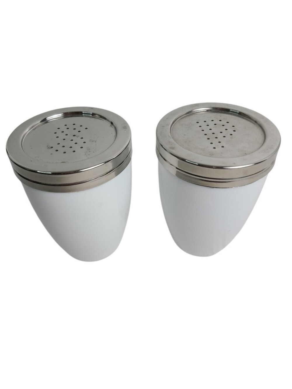 Crate And Barrel White and Silver Salt & Pepper Shaker Set - Home Accents